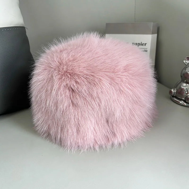 Soft Faux Fur Bucket Hat Warm Thickened Russian cap warm hat for women Personality mongolian hat Fishermen Hat шапка женс