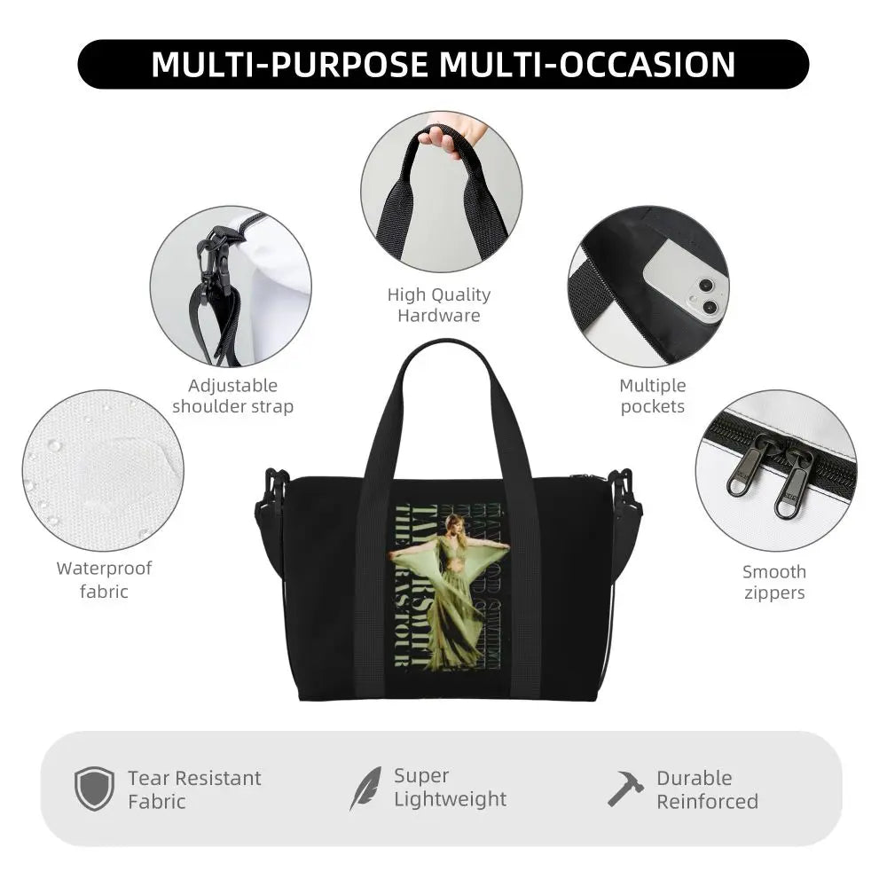 Custom The Eras Tour 1989 Taylor's Swift's American Pop Singer Tote Bag Women Large Capacity Beach Gym Travel Bags