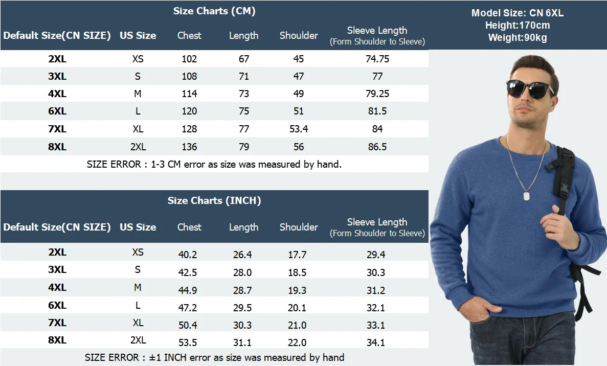 TACVASEN Winter Thicken Fleece Crewneck Sweatshirt Mens Warm Sherpa Lined Heavy Winter Pullover Basic Tops Shirts No Hood Hoodie