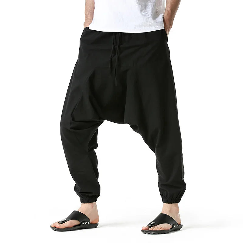 Men's Cotton Linen Loose-Fit Harem Pants