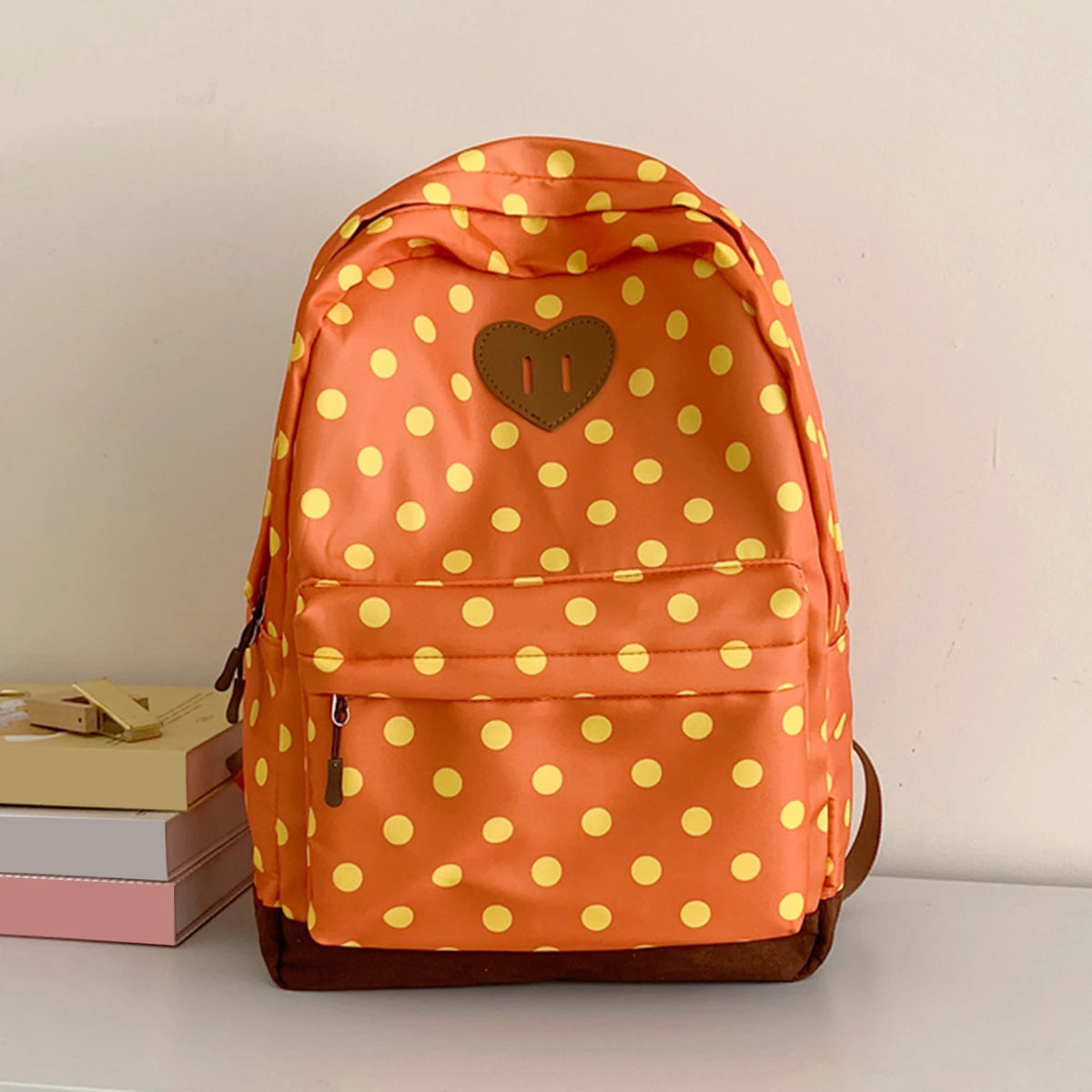 Women Nylon Polka Dot Cute Backpack Multiple Pockets Cute Playful Bookpack Travel Daypack Bag for Teens Girls College Commute