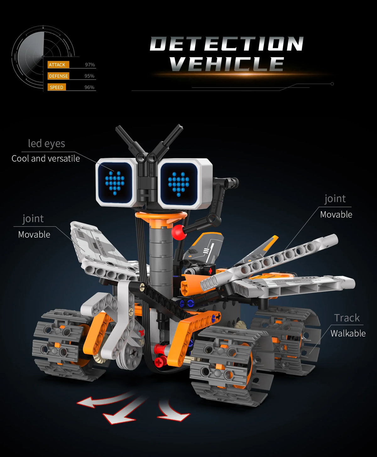 Digital display 5-in-1 transformable robot model assembly, remote control robot building blocks toy, children's toy gift