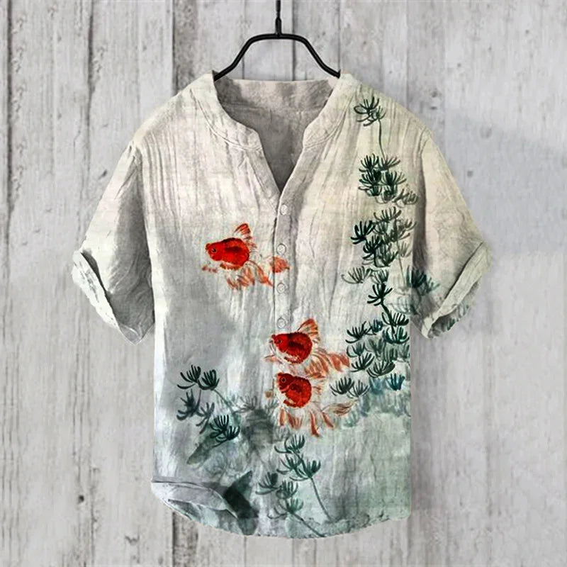 Men's USA-Made 3D Print V-Neck Summer Shirt | S-5XL
