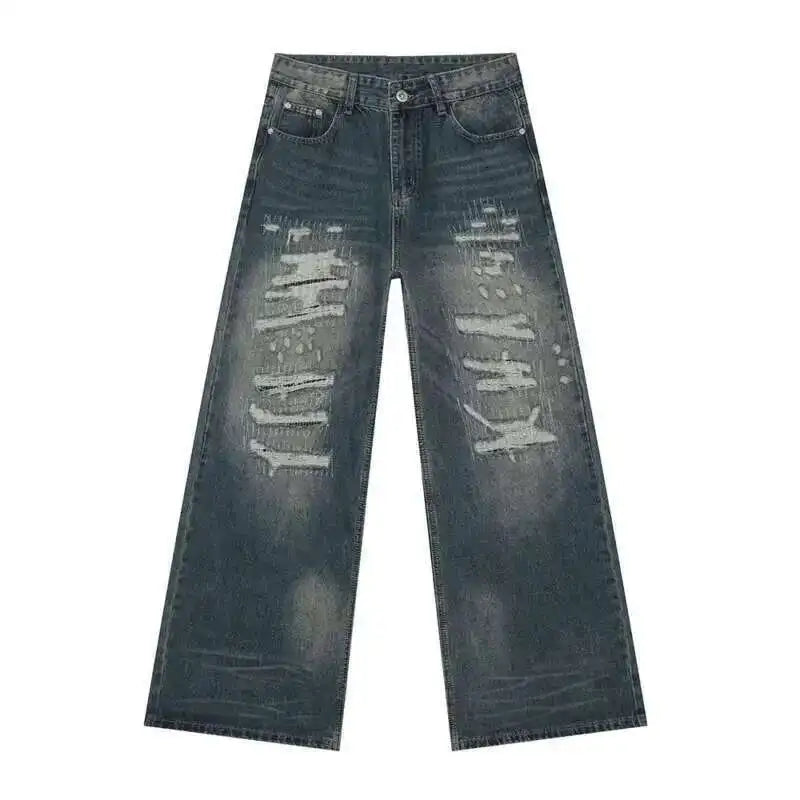 Men's Distressed Wide-Leg Jeans