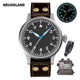 Hruodland 2025 New Pilot Men's Automatic Mechanical Watch Pt5000 Sapphire Luminous C3 Stainless Steel Waterproof 10Bar Reloj Hom