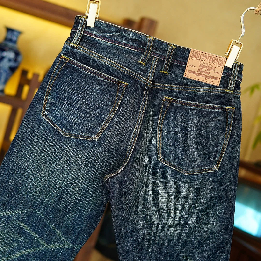 22oz Selvedge Denim Jeans – Loose Straight Leg, 100% Cotton