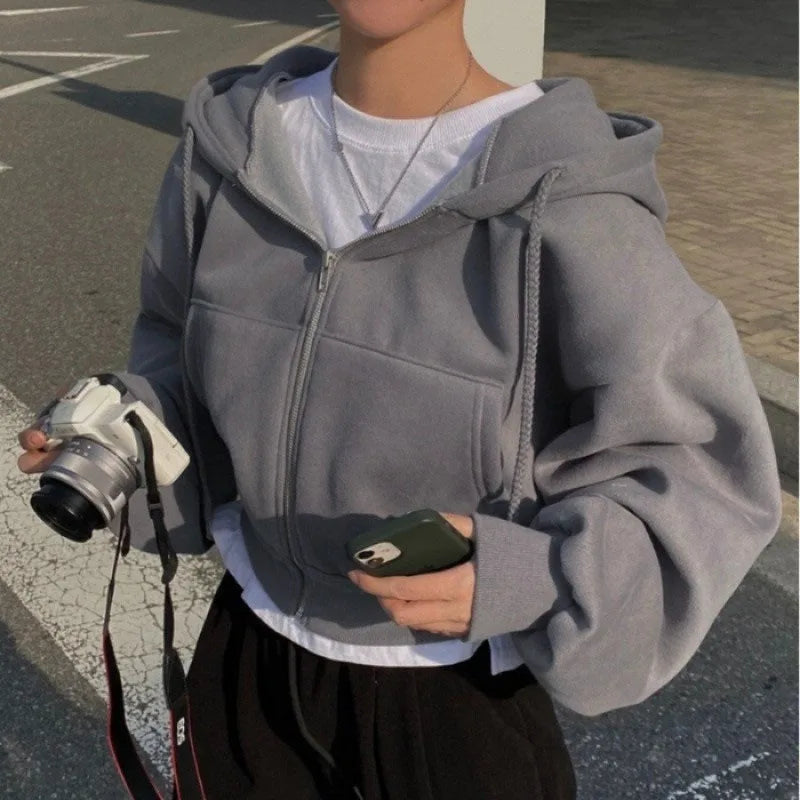 Women’s Y2K Zip-Up Crop Hoodie