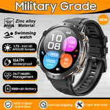 2025 New 1000mAh Battery Sports SmartWatch 1.73" AMOLED Screen 10ATM Waterproof Compass Altimeter Military T-Rex3 Smartwatch Men