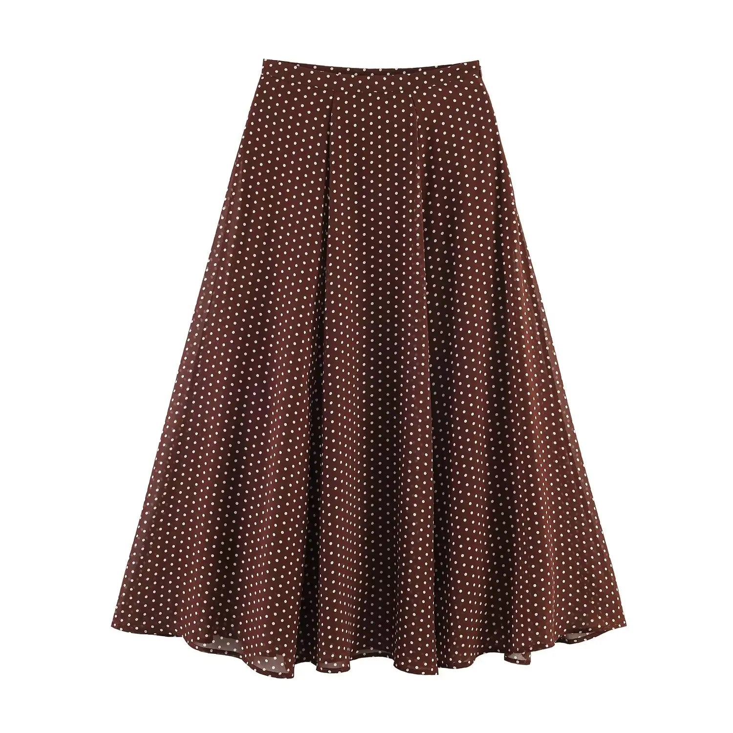 ETJ Women's Polka Dot Blouse Skirt Set 2026 Spring High Neck Batwing Sleeve Sheer Front Tie Bow Midi A-Line Dress Set