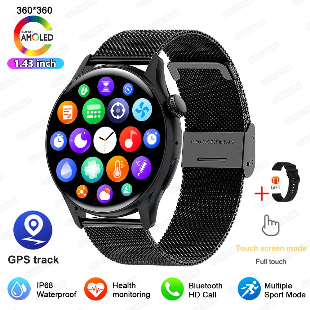 2026 New Lady Fashion Smart Watch women AMOLED HD Screen GPS Sport Heart Rate Bluetooth Call Waterproof Outdoor Smartwatch Women