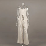 Mueyaruho Women 2026 Summer Office Pant Set Suits Solid Beige Outfits 2 Two Piece Wide Leg Matching Set For Women