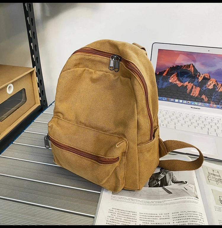Mini Canvas Backpack – Vintage Unisex Rucksack