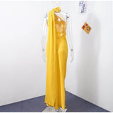Elegant Ribbon Halter Maxi Dress