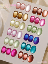 XEJAYI 12pcs 15ml Rainbow Candy Cat Eye Gel Nail Polish Set,UV LED Soaking Nail Gel, Semi-Permanent, DIY Salon Quality Nail Art