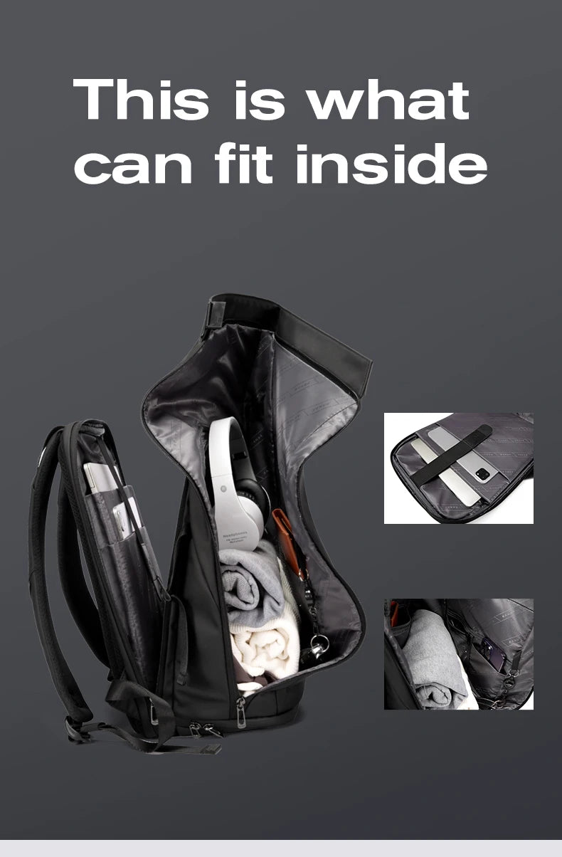 Bange Men Fashion Backpack 15.6 inch Multifunctional Waterproof Backpack Daily Travel Bag Casual School Rucksack with Buckle