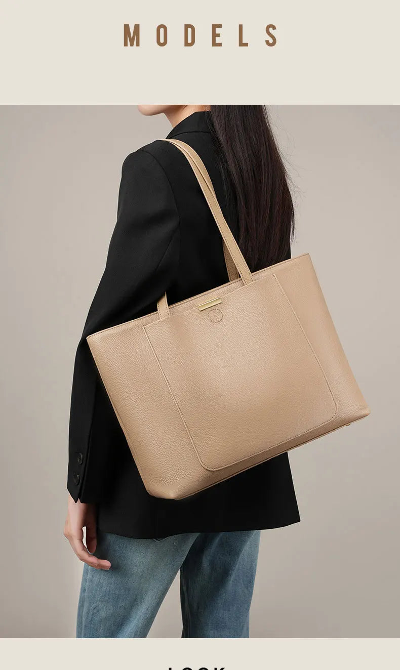 100% Genuine Leather Women's Bag Large Capacity Simple Fashion Cowhide Women Shoulder Bag Female Storage Handbag 2328