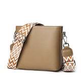 100% Genuine Leather Crossbody Bag Women Fashion Wide Strap Shoulder Bag Ladies Cowhide Messenger Bag Small Handbag and Purse