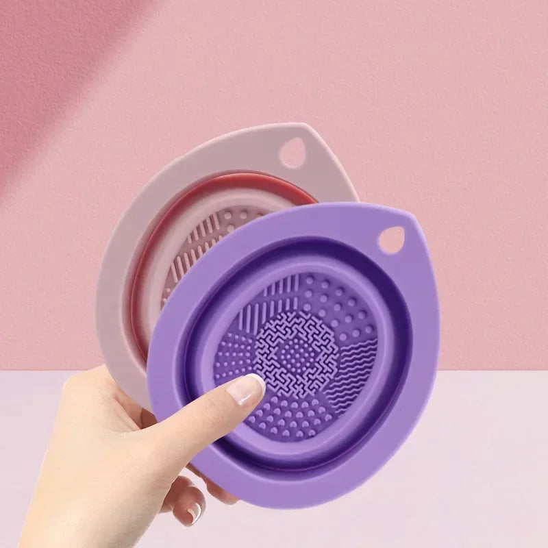USA-Made Foldable Silicone Makeup Brush Cleaner & Powder Puff Washing Bowl