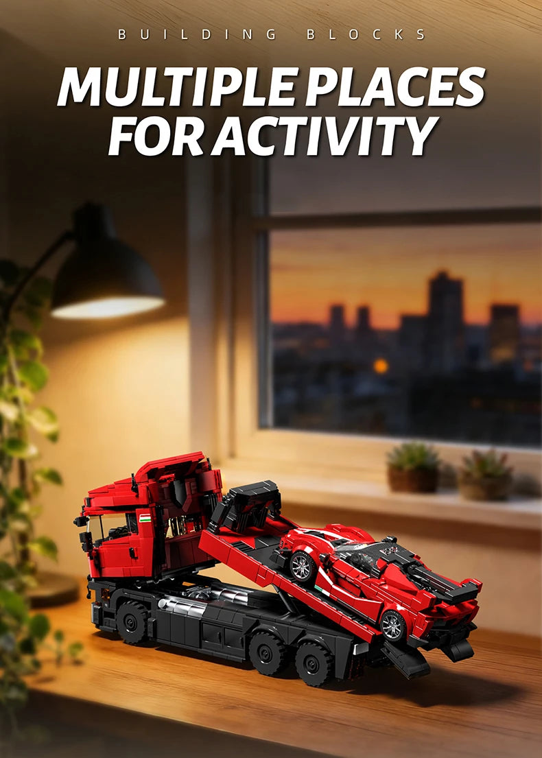Technical Blocks Truck Sets Trailer Cars Transport Vehicle Creative MOC Building Toys Birthday Gifts Adult 1728Pcs Bricks Model
