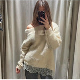 Chic V-neck Knitted Lace-up Women Cardigan Elegant Solid Full Sleeve Loose Cropped Sweater 2026 Lady Commute Office Cardigans