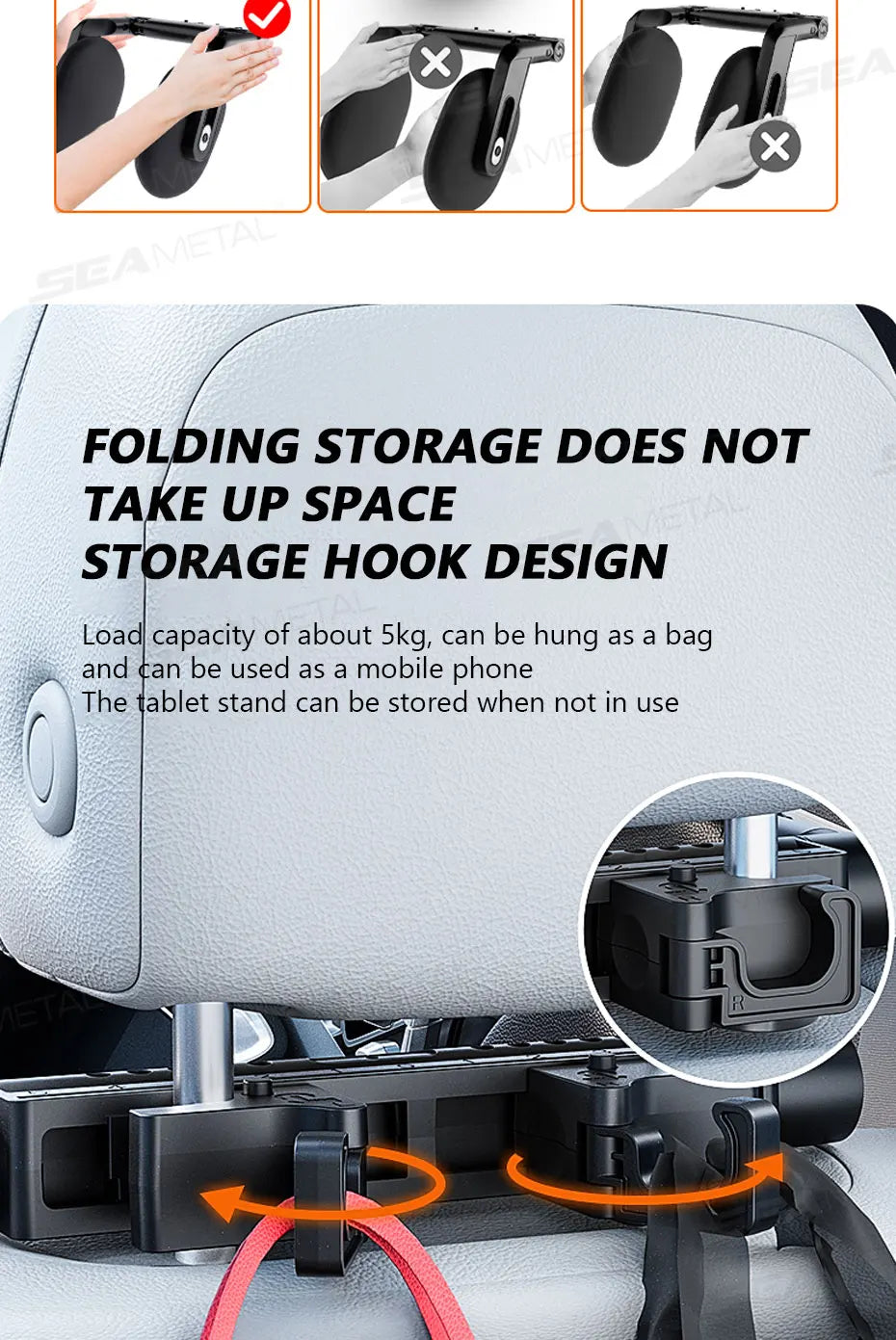 SEAMETAL Multifunctional Car Headrest 3D Memory Foam Neck Support Pillow Free-Adjustment Neck Protection Pillow for Traveling
