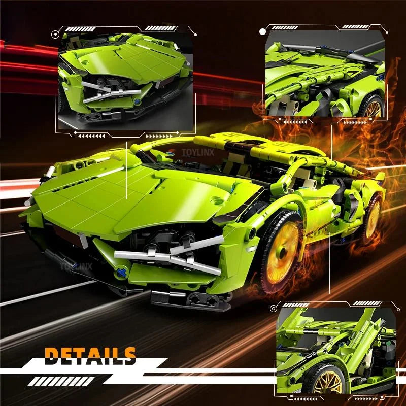 This 600-piece green sports car building block set enhances logical thinking skills and makes a perfect Halloween and birthday g