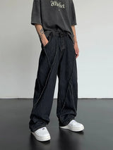 Men's Distressed Wide Leg Denim Jeans