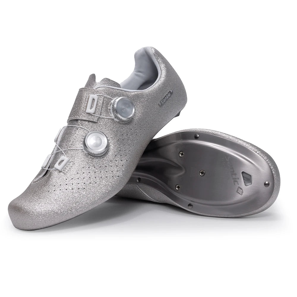 Santic Men's Cycling Shoes New Hardness16 Titanium Alloy Sole Auto-Lock Outdoor Bicycle Sneaker Adjustable Pro Road Racing Shoes