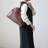 Women's Vegetable-Tanned Cowhide Leather Tote Bag