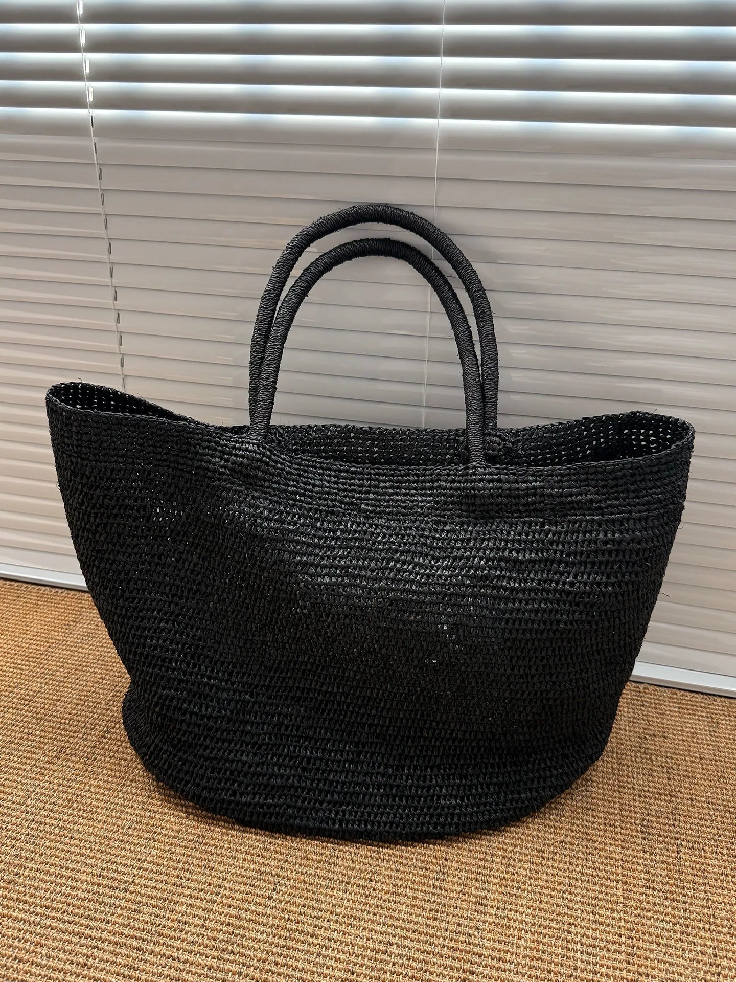 Large Handwoven Rattan Tote Bag for Women Natural Straw Beach Bag Purse Luxury Shoulder Bags Handbag Summer