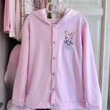 Women's Bunny Ear Embroidered Zip-Up Hoodie