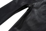 Black Waxed Leather Stretch Flare Jeans