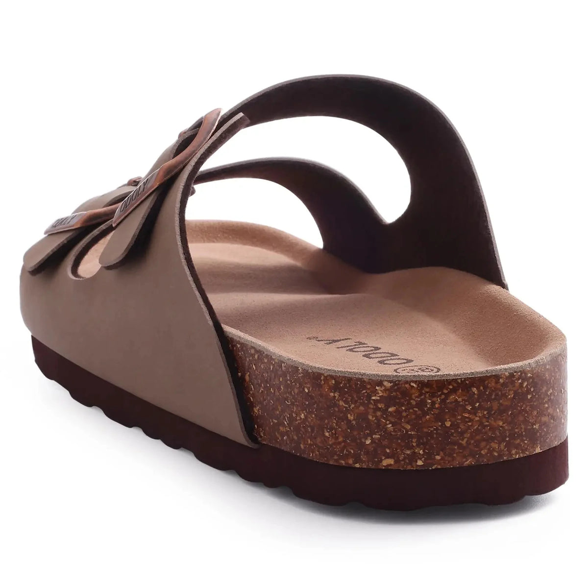 Evshine Leather Cork Footed Clogs Sandals For Women Fashion Flat Mules Slippers with Arch Support Men Double Buckle Cork Slides