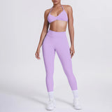 Women 2pcs Patchwork Sport Yoga Suit Training Sleeveless Sport Gym Tops Tummy Control Slimming Booty Leggings Yoga Suit Sports