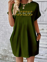 Los Angeles Letter Print Pocket Dress