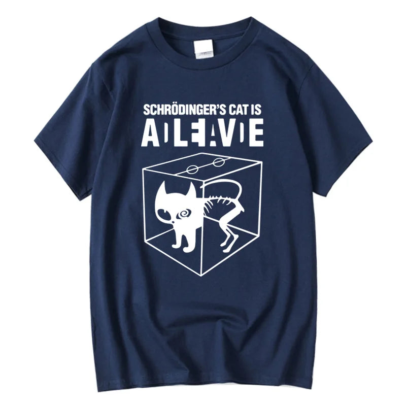 Men's T-shirt Top Quality Cotton Schrodinger's Cat Print Summer Short Sleeve Men T Shirt Casual The Big Bang Theory Mens Tshirt
