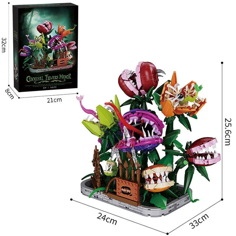 Creative 1266Pcs Carnivorous Plant Manor Building Blocks MOC Man-eating Flower Garden Bricks Home Decoration Toys Children Gift