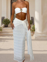 Shell Print Bandeau & Tie-Front Skirt Set