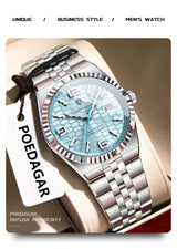 POEDAGAR Luxury Stainless Steel Watch