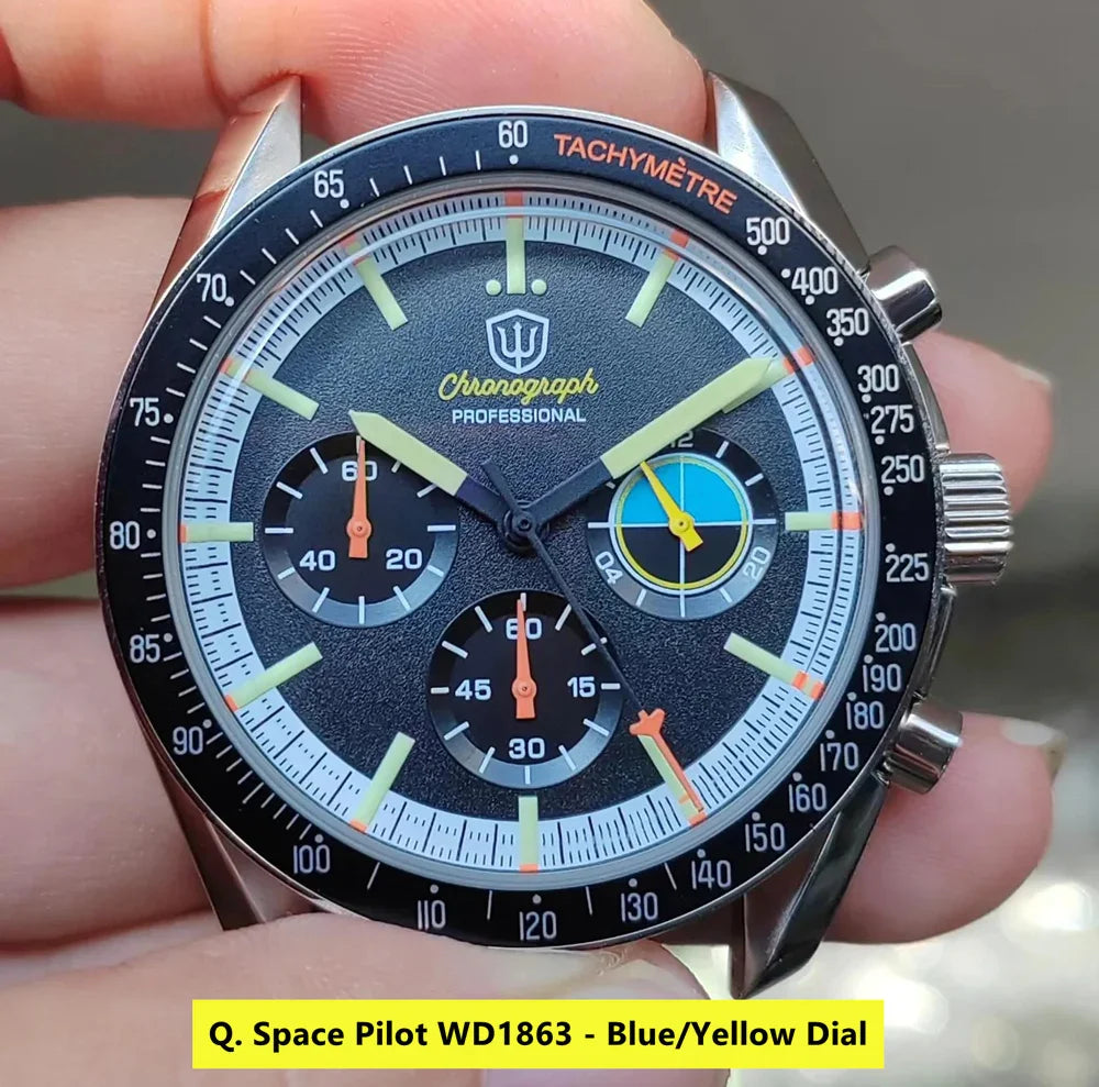 Watchdives New WD1863 39mm Watch VK63 Quartz Chronograph Movement BGW9 Luminous 10Bar Waterproof 39mm Vintage Watches