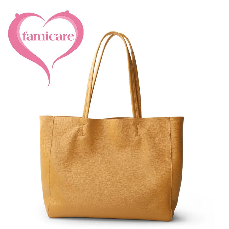 2026 New Large Capacity Women's Shoulder Bag Genuine Leather Tote Casual Handbag for University Students And Commuters Crossbody