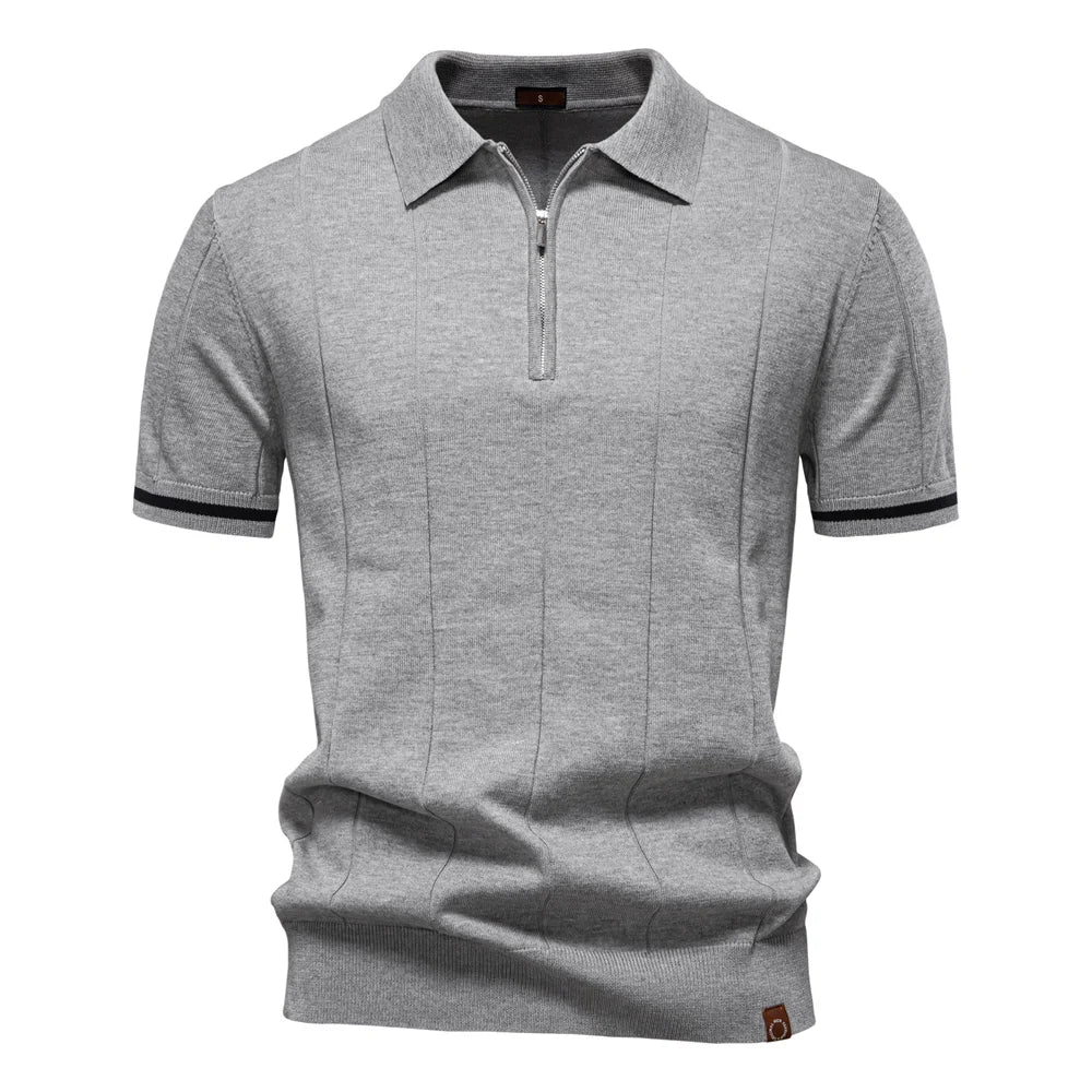 AIOPESON Men's Slim Fit Zipper Polo Shirt | Sport & Office