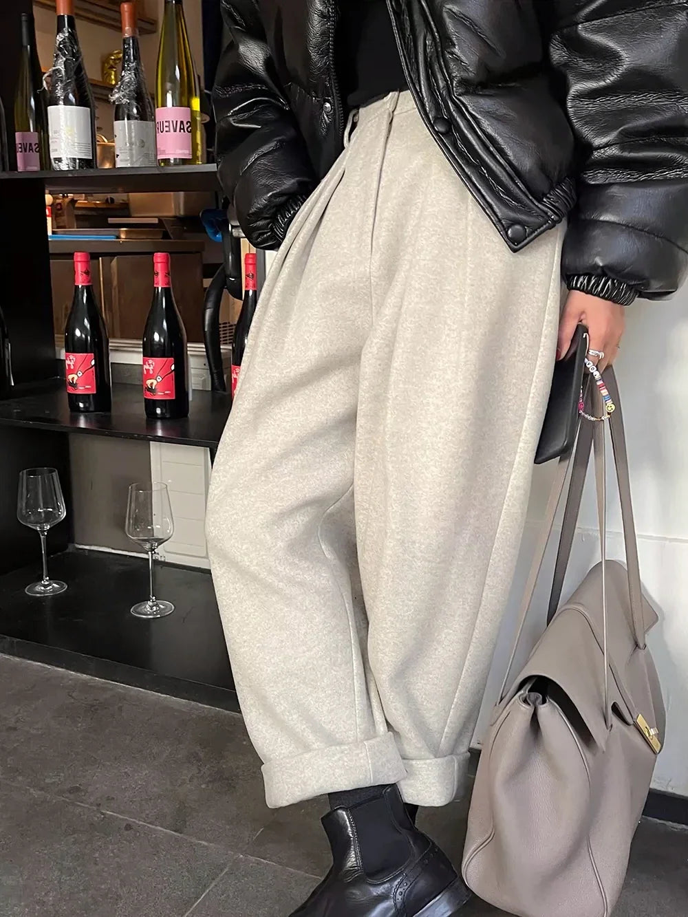 Women's High-Waist Ankle Pants with Pockets