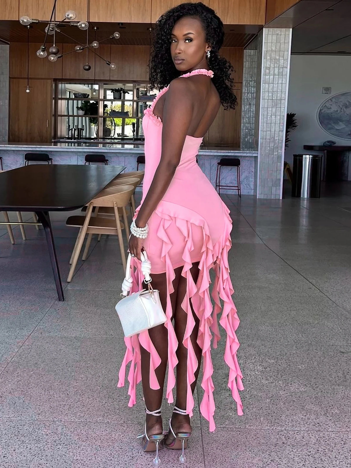 Ruffle Halter Mini Dress