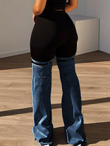 Punk-Inspired Patchwork Denim Bell Bottoms