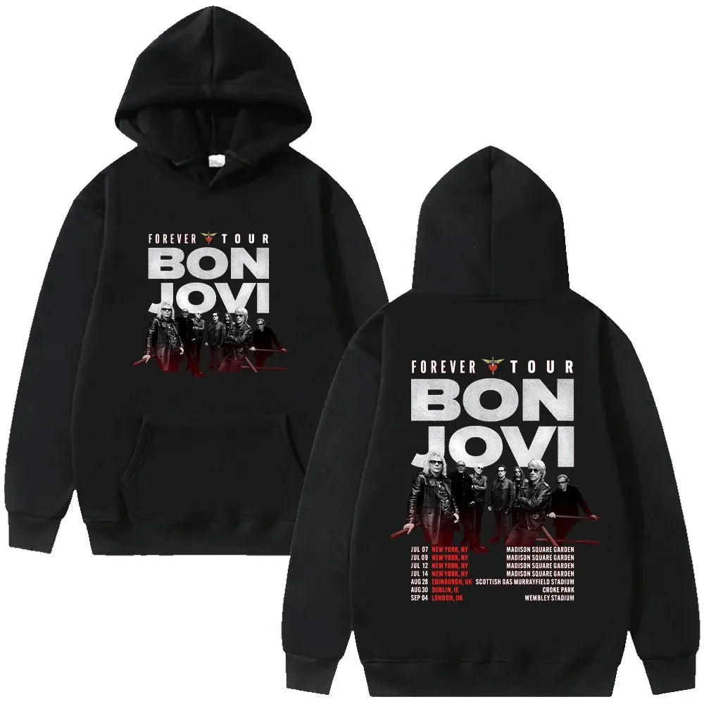 Bon Jovi Band Hoodies Bon Jovi Forever Tour Graphic Hoody Men Women Oversized Y2k Pullovers Fleece Warm Female Male Hoody Coats