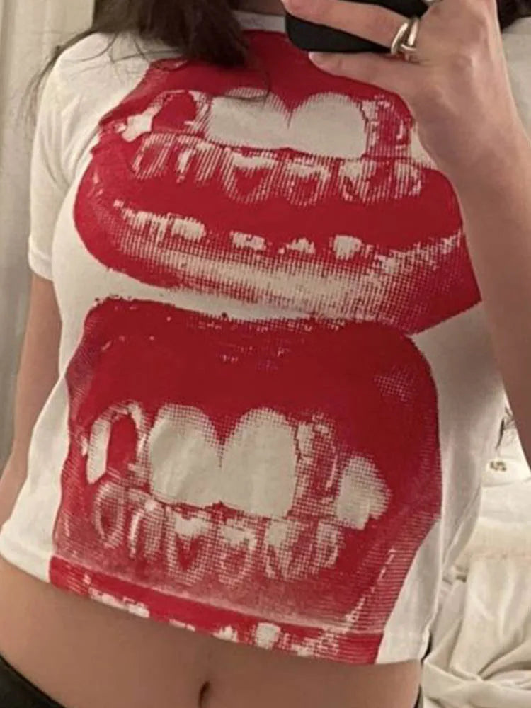 Y2K Punk Gothic Short Sleeve Tee for Women