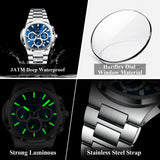 POEDAGAR Top High Quality Man Watch Luminous Waterproof Stainless Steel Men Clock Date Chronograph Quartz Business Men's Watches