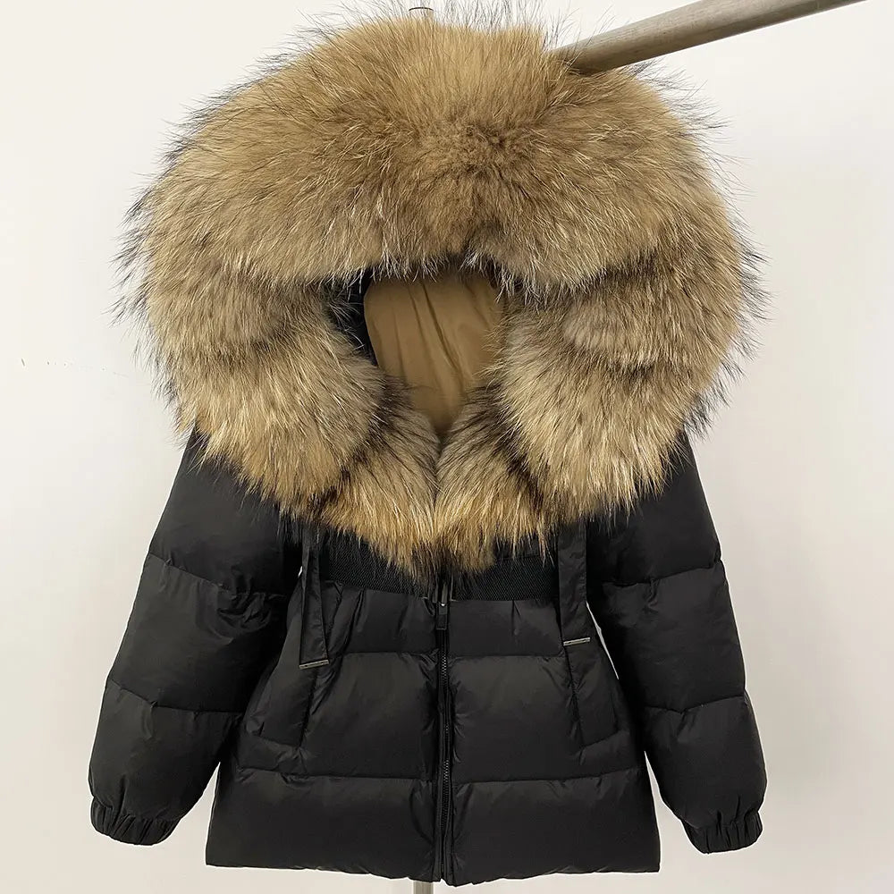 Real Fox Fur Hooded Duck Down Puffer