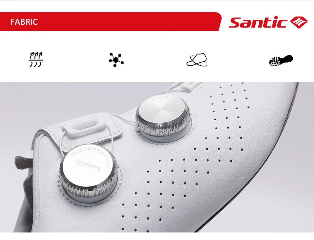 Santic Men's Cycling Shoes New Hardness16 Titanium Alloy Sole Auto-Lock Outdoor Bicycle Sneaker Adjustable Pro Road Racing Shoes